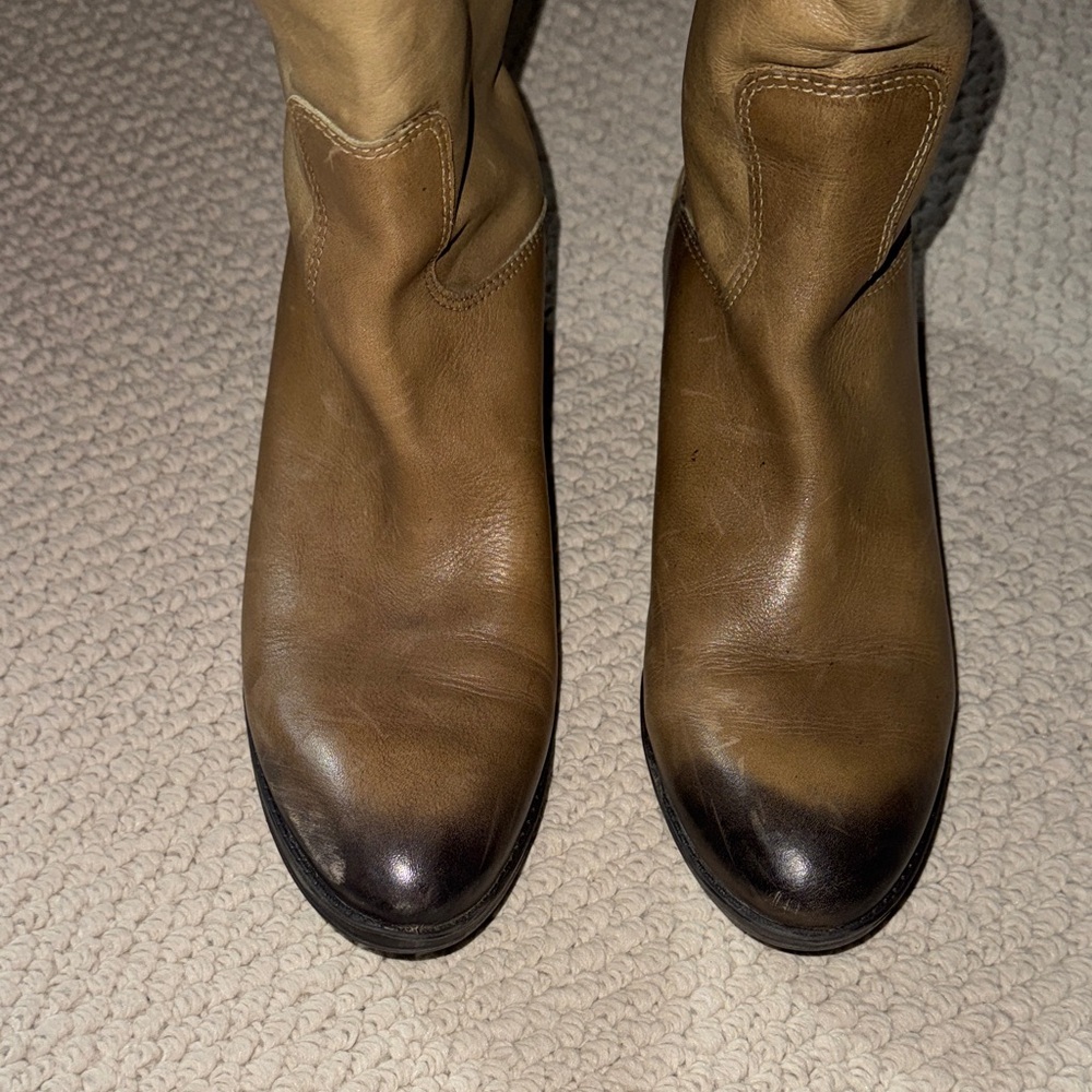 Sam Edelman —Classic Tall Leather Riding Boots in Olive Brown - Picture 4 of 11